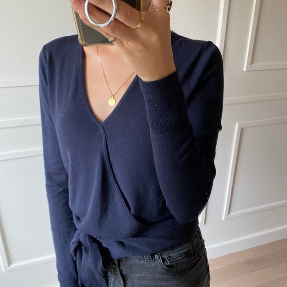 1901 Tops - Nordstrom Simple Ballerina Wrap Top - XS - Navy